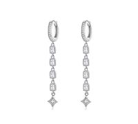Orecchini Geometrici Lunghi Pendenti per Le Donne Gioielli di Fidanzamento di Nozze 925 Sterling Silver Female Luxury