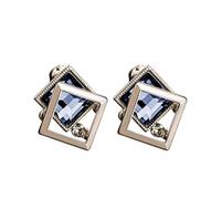 Orecchini geometrici minimalisti da donna, orecchini a cornice quadrata placcati in oro rosa con zirconi blu scuro, argento ipoallergenico post semplice regalo di gioielli alla moda