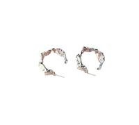 Orecchini geometrici placcati in argento sterling pieghettato semplice giapponese -LE0240