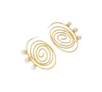 Orecchini geometrici retrò oro perla, artistico e versatile, materiale in lega, lucentezza brillante, adatto per le donne nelle uscite giornaliere e scenari multipli