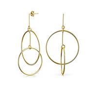 Orecchini Geometrici Rotondi Sottili Uno Due Cerchi Aperti A Pendenti Goccia Per Donne Placcati In Oro 14K .925 Argento Diametro 2,5