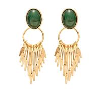 Orecchini geometrici verdi franati - orecchini da studo argentati a frange ovale con metallo. Elegante e di moda, con uno stile piccolo ed esclusivo, gioielleria ad orecchio alto