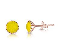 Orecchini Gialli Opale - Lovli Orecchino - Orecchini Punto Luce Argento 925 Placcati Oro Rosa con Cristalli Austriaci 6 mm - Orecchini Brillanti Donna - Orecchini Donna Colorati - Punto Luce Oro Rosa