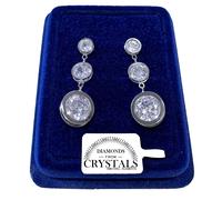 Orecchini Giganti Donna pl. Oro Bianco 18K con Cristalli Zirconi 00/9