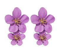 Orecchini gioielli eleganti grandi in metallo doppio lustro fiore orecchini dichiarazione ciondola fiori pendenti matrimonio per donne ragazze adolescenti anniversario amicizia squisiti cerchi con