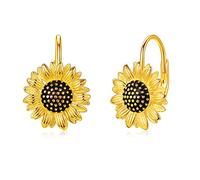 Orecchini Girasole Donna Argento Sterling 925 Orecchini a Monachella con Girasole Placcato oro Gioielli Regali di Compleanno per Donna Bambine
