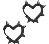Orecchini gotici a forma di cuore per le donne orecchini a cerchio neri a punta punk grunge emo orecchini in argento Y2K orecchini gotici dichiarazione orecchini a forma di cuore gotico alla moda