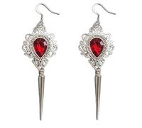 Orecchini gotici da donna, con ciondolo a forma di vampiro, stile punk vintage, con pietre preziose rosse e nere, gioielli misteriosi per Halloween, Large, Lega di acciaio, Nessuna pietra preziosa