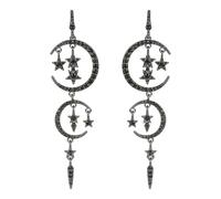 Orecchini gotici - Orecchini lunghi con diamanti a stella e luna, gioielli gotici, gioielli gotici da donna, orecchini da strega, orecchini pendenti a cerchio nero per donne, Halloween, Natale, Misura