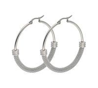 Orecchini grandi esagerati e rotondi semplici in acciaio inossidabile 316L(Silver,40mm)