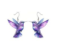 Orecchini Grandi Particolari in acrilico per le donne, novità, colorati, eleganti, lunghi, pappagalli, colibrì, pendenti, orecchini a forma di animale, gioielli (E, One Size)
