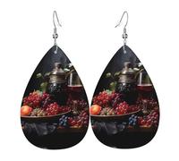 Orecchini Grapes And Wine Patterned Orecchini In Pelle Leggera Penzolare Accessori Per Feste Appuntamenti Cosplay