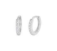 Orecchini Half Eternity in argento Sterling, 8 mm, 11 mm, con zirconi bianchi e neri, 11mm inside, Argento sterling Zirconia cubica Argento Sterling Rodi Zirconia cubica, Zirconia cubica
