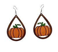 Orecchini Halloween Orecchini di Halloween Reversibile Blackcat Reversibile Zucca Reversibile Kid Orecchini in legno Orecchini lunghi Ornamento reversibile Regalo per qualcuno (B, One Size)