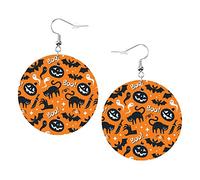 Orecchini Halloween1 Simpatico personaggio dei cartoni animati e orecchini natalizi in pelle a forma rotonda, leggeri, pendenti, gioielli da donna, perfetti da indossare tutti i giorni