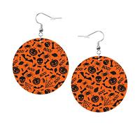 Orecchini Halloween2 Simpatico personaggio dei cartoni animati e orecchini natalizi in pelle a forma rotonda, leggeri, pendenti, gioielli da donna, perfetti da indossare tutti i giorni