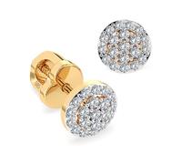 Orecchini Halo Oro Giallo 585 con 40 Diamanti 0.30 ct - Orecchini Punto Luce da Donna in Oro Vero