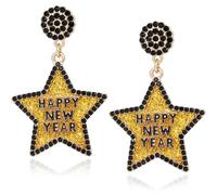 Orecchini "Happy New Year", Orecchini Donna Goccia, Orecchin per Donna, Orecchin Pendenti "Happy New Year", Moda Gioielli Regalo, Regali di Capodanno per Ragazze e Donne (A)