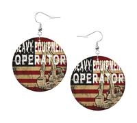 Orecchini Heavy Equipment Operator Usa Flag Leggero Orecchini Pelle Donna Confortevoli Waterdrop Di Orecchino Di Cuoio Per Decorazioni Vacanze Bambina