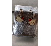 Orecchini Hello Kitty smaltati bianco in argento 925