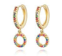 Orecchini Huggie a cerchio con iniziale A-Z per donna Orecchini in oro bianco 14 carati con zirconi personalizzati con 26 lettere Huggie Orecchini regalo per lei