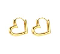 Orecchini Huggie a cuore d'oro per le donne placcato oro orecchini a cerchio leggeri gioielli di moda regalo per voi, Rame, Non pietra preziosa