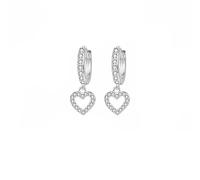 Orecchini Huggie con cuore in cz da donna, cerchi in tono argento scintillante, regalo per compleanno e San Valentino, abbigliamento quotidiano