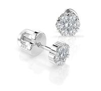 Orecchini Illusion Fiore Oro Bianco 585 con 14 Diamanti 0.06+0.18 ct - Punto Luce Donna in Oro Vero