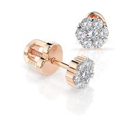 Orecchini Illusion Fiore Oro Rosa 585 con 14 Diamanti 0.06+0.18 ct - Punto Luce Donna in Oro Vero