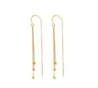 Orecchini in acciaio al titanio placcato oro 14K, orecchini a spirale con nappa e nappa, orecchini pendenti lunghi minimalisti da donna