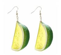 Orecchini in acrilico a forma di fetta di limone, divertenti e carini, in resina, con frutta tropicale fresca, con cerchio giallo, rotondo, verde lime, arancione, leggero, per donne, adolescenti