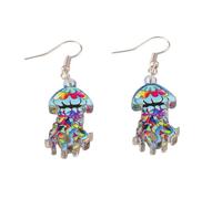 Orecchini in acrilico a forma di medusa, blu oceano brillante, per donne, ragazze, bambini, gioielli regalo