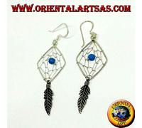Orecchini in argento 925‰ acchiappa sogni a forma di rombo e pallina in turchese
