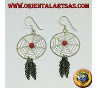 Orecchini in argento 925 ‰ acchiappa sogni con pallina in lapis o corallo grand