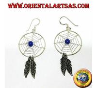 Orecchini in argento 925 ‰ acchiappa sogni con pallina in lapis o corallo grand
