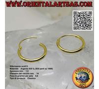 Orecchini in Argento 925‰ cerchi lisci placcati oro spessore 1.5 mm. Ø 10,12,14