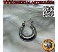 Orecchini in Argento 925‰ cerchi lisci semplici a mezzaluna da 14 mm (leva)