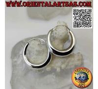 Orecchini in Argento 925‰ cerchi lisci semplici a mezzaluna stretta da 26 mm (cl