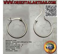Orecchini in Argento 925‰ cerchi lisci semplici da 1,5 x 16 , 20 , 22 mm (leva)