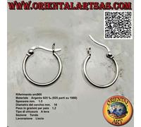 Orecchini in Argento 925‰ cerchi lisci semplici da 1,5 x 16 , 20 , 22 mm (leva)
