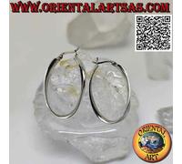 Orecchini in Argento 925‰ cerchi ovali, lisci, piatti e curvati da 35 x 25 x 5 m