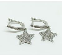 ORECCHINI IN ARGENTO 925 CERCHI ZIRCONE E STELLA PENDENTE PAVE ZIRCONI (STO0324)