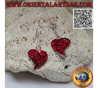 Orecchini in argento 925‰ cuore con punta allungata tempestato di micro-strass