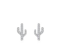 Orecchini in argento 925 da donna, eleganti orecchini a forma di cactus, con zirconi, rotondi, alla moda, regalo di compleanno