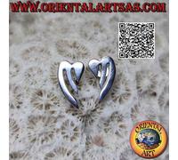 Orecchini in Argento 925‰ da lobo a cuore liscio con punta allungata e coppia di
