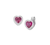 Orecchini in argento 925 della collezione San Valentino 2024 con zircone rosso taglio cuore e zirconi bianchi color rodio 7 mm