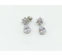 ORECCHINI IN ARGENTO 925 FIORE CON ZIRCONI E GOCCIA CON ZIRCONE A GOCCIA COO0092