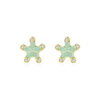 Orecchini in argento 925, orecchini da sposa con stella marina con zirconi dorata verde