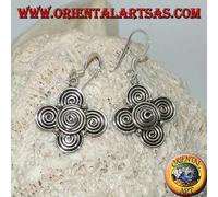 Orecchini in Argento 925‰ pendenti con quadrifoglio di spirali