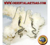 Orecchini in argento 925 ‰ pendenti con un piccolo serpente